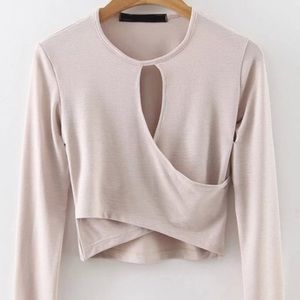 Blush bodycon midi with teardrop neck